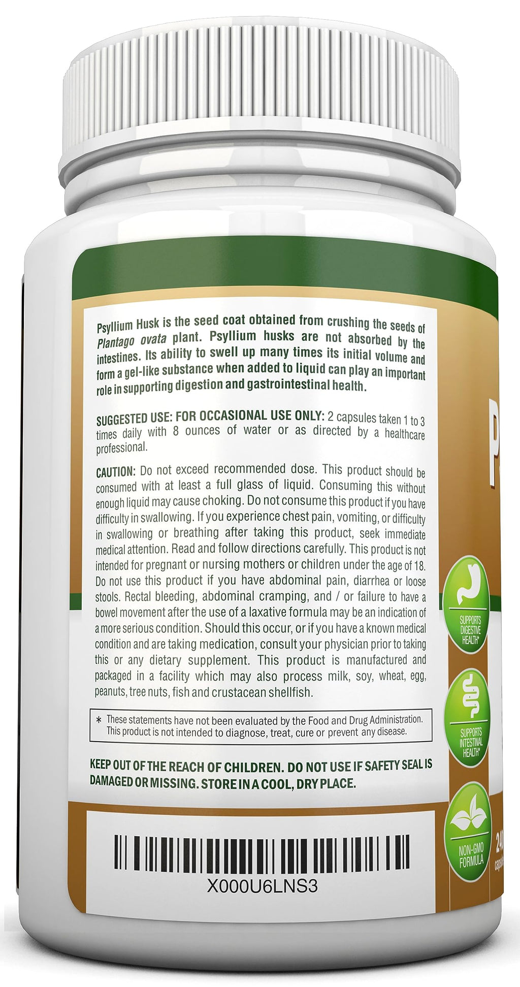 1450mg 240 Capsules Psyllium Husk Fiber Supplement V490