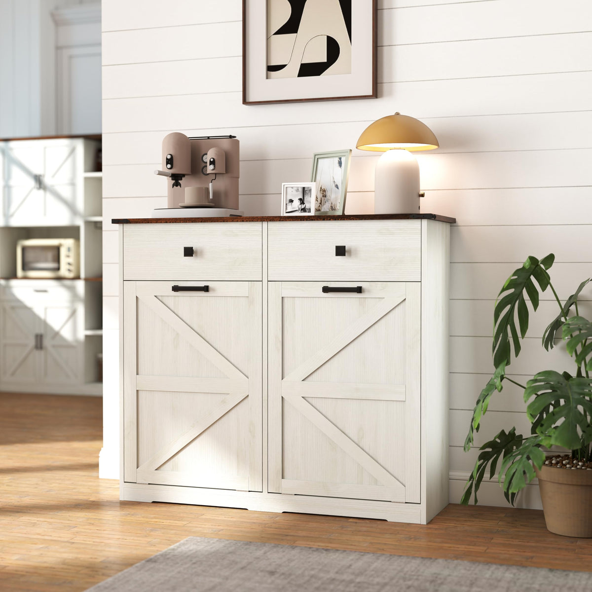 20 Gallon Double Tilt Out Kitchen Trash Can with Hideaway Drawer D699956
