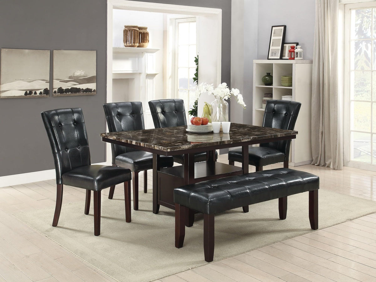Black Faux Leather Tufted Dining Chairs Set of 2 U528