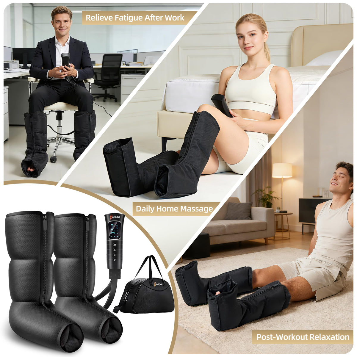 Leg Compression Massager with Heat, Foot & Calf Massager Boots M6339