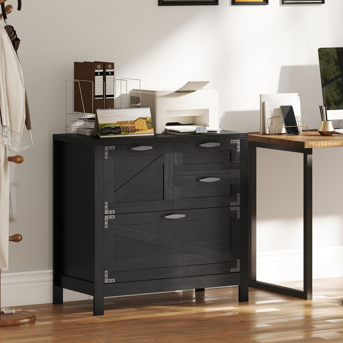 Black 4 Drawer File Cabinet W155361