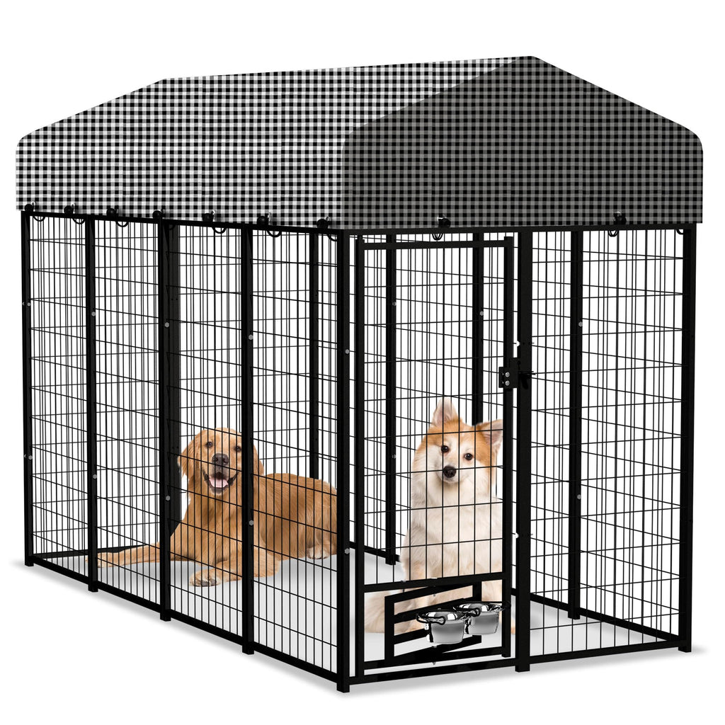 8x4x6 FT Outdoor Dog Kennel with Roof Cover X8442