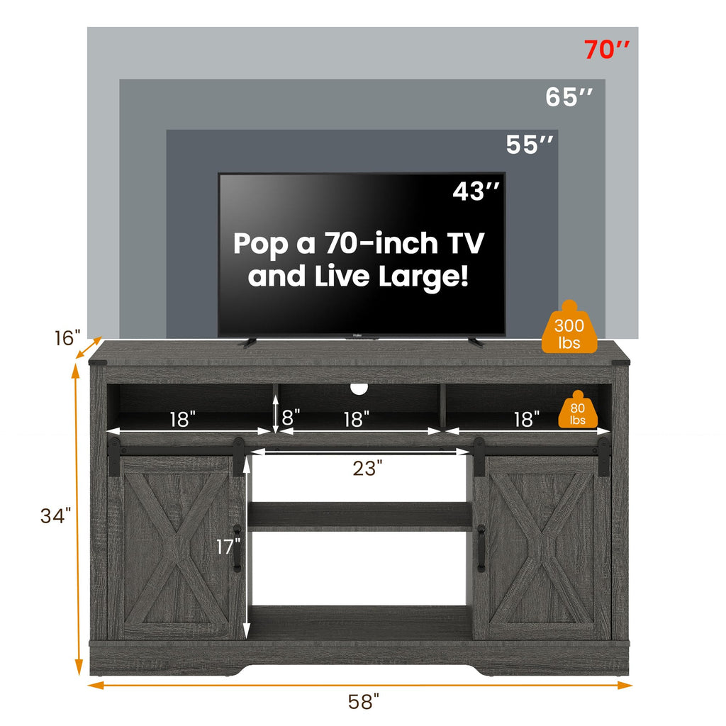 Farmhouse TV Stand for 65+ Inch TV T17501