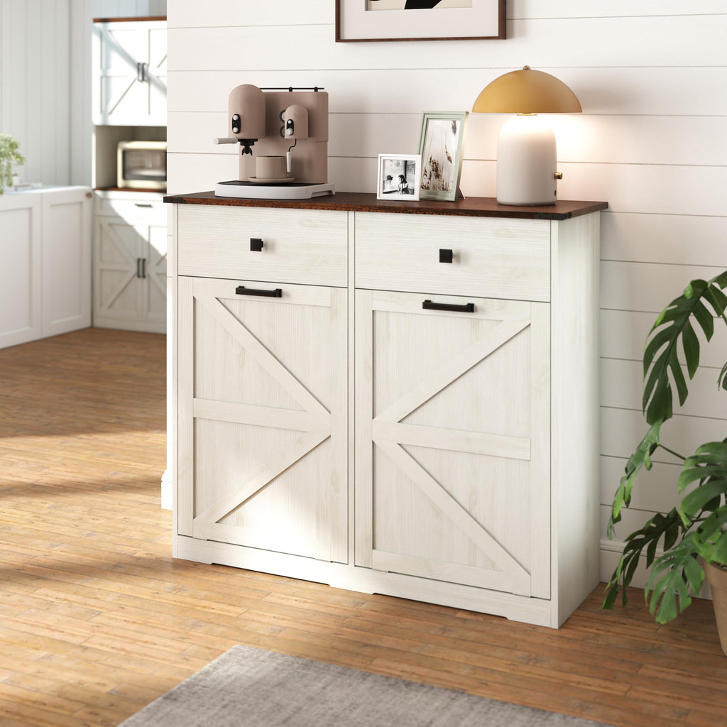 20 Gallon Double Tilt Out Kitchen Trash Can with Hideaway Drawer D699956