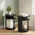 Set of 2 Round End Table with Oval Tabletop and Open Shelf, Walnut H431494