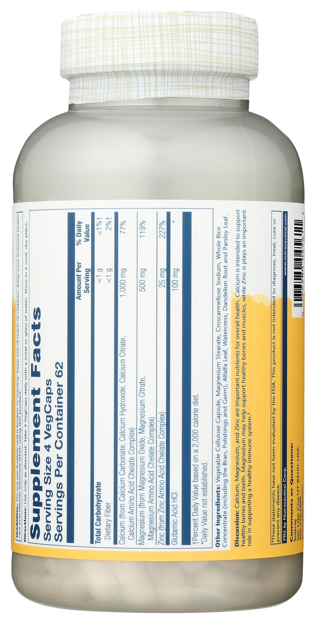 Calcium Magnesium Zinc Capsules 250 Count I211374