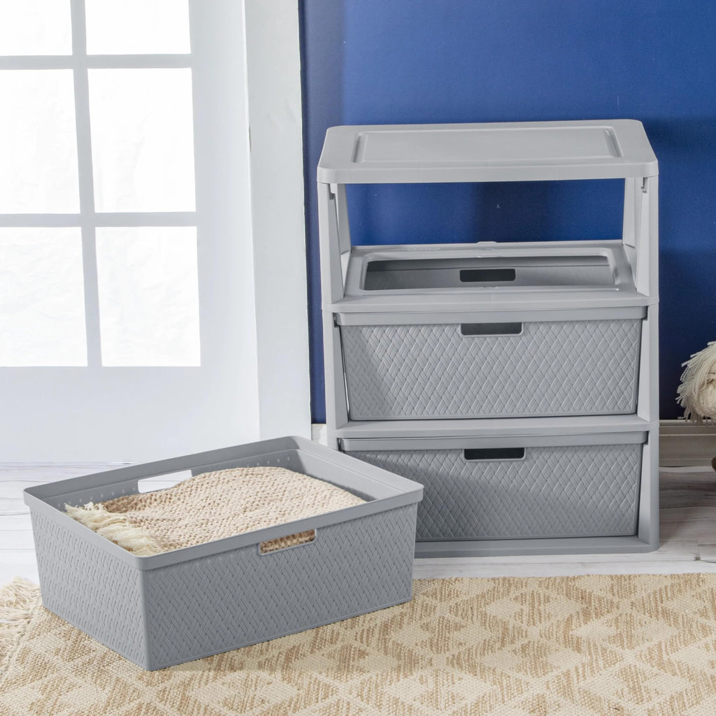 Gray 3 Drawer Storage Tower G639586