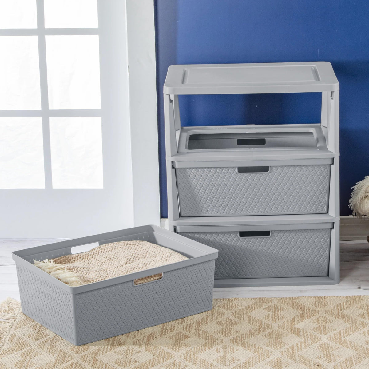 Gray 3 Drawer Storage Tower G639586