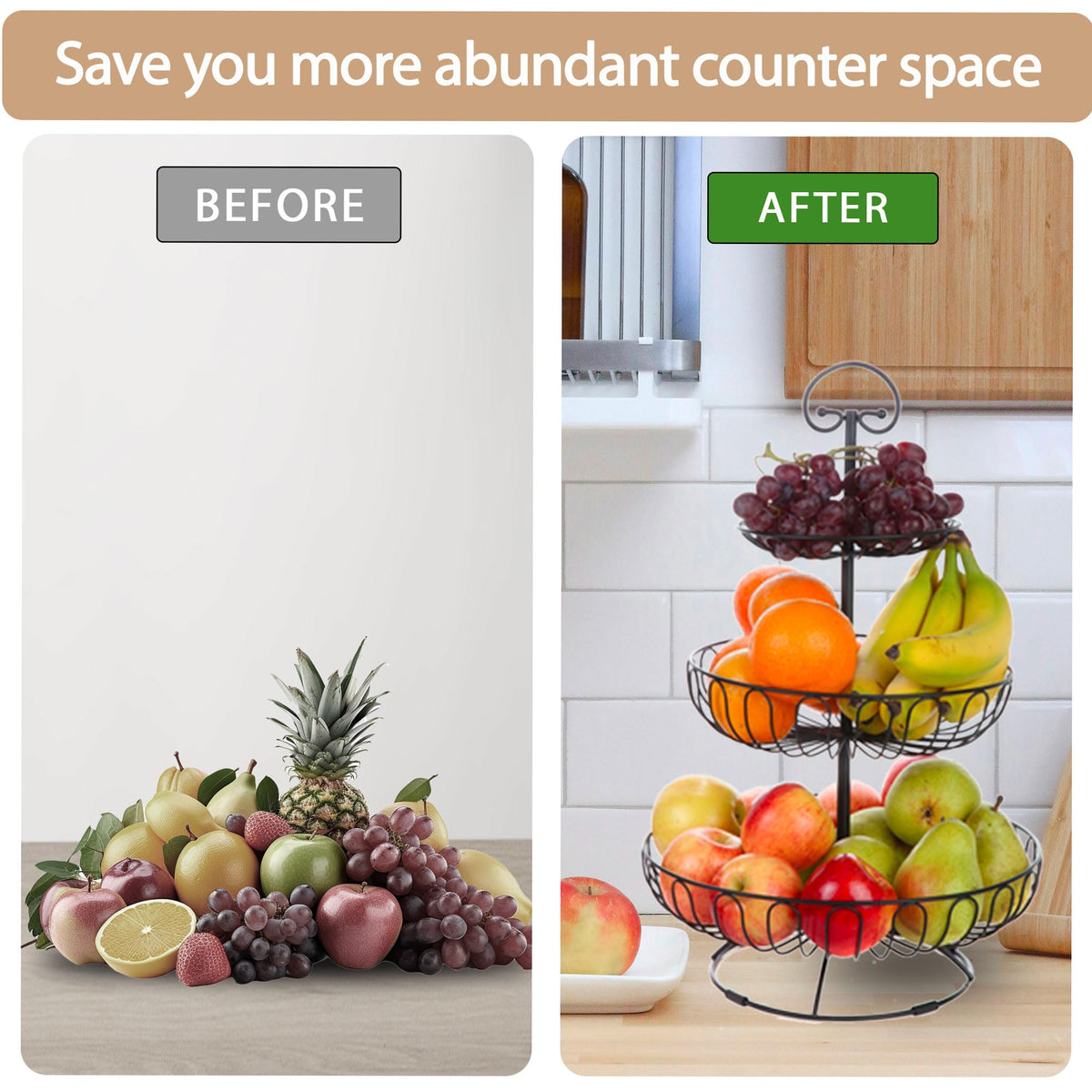 3-Tiered Black Wire Fruit and Vegetable Holder U525240