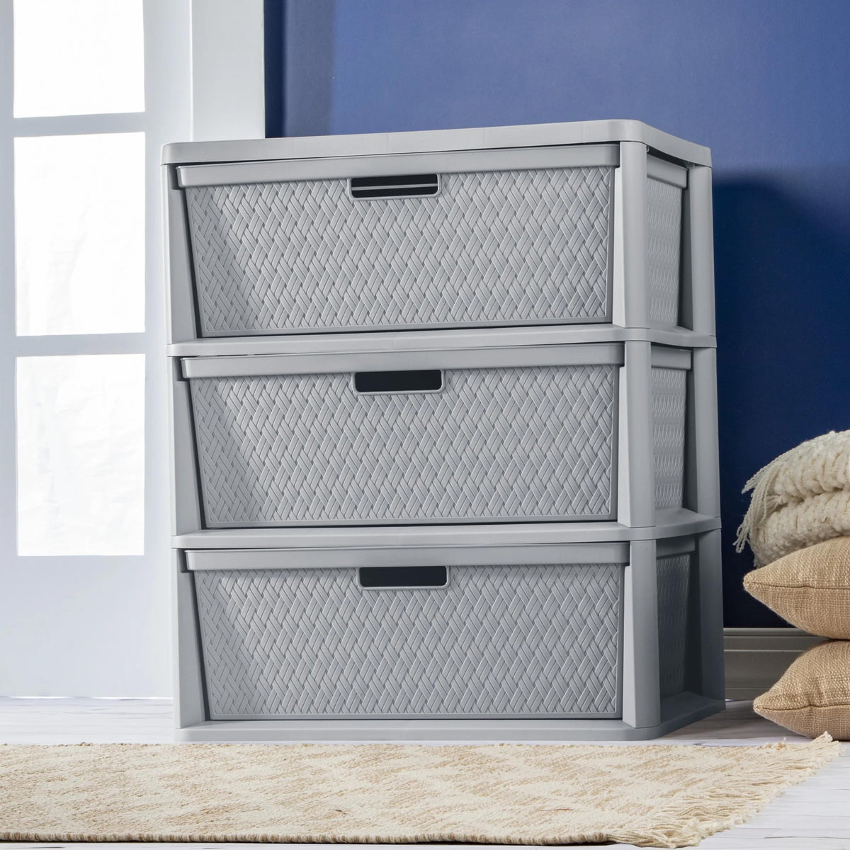 Gray 3 Drawer Storage Tower G639586