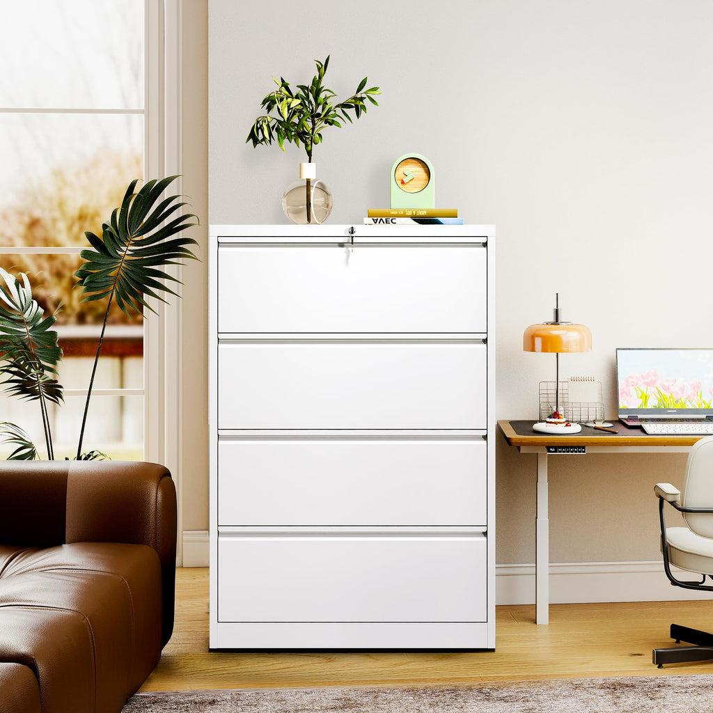 Black 4-Drawer Locking Lateral File Cabinet O51416