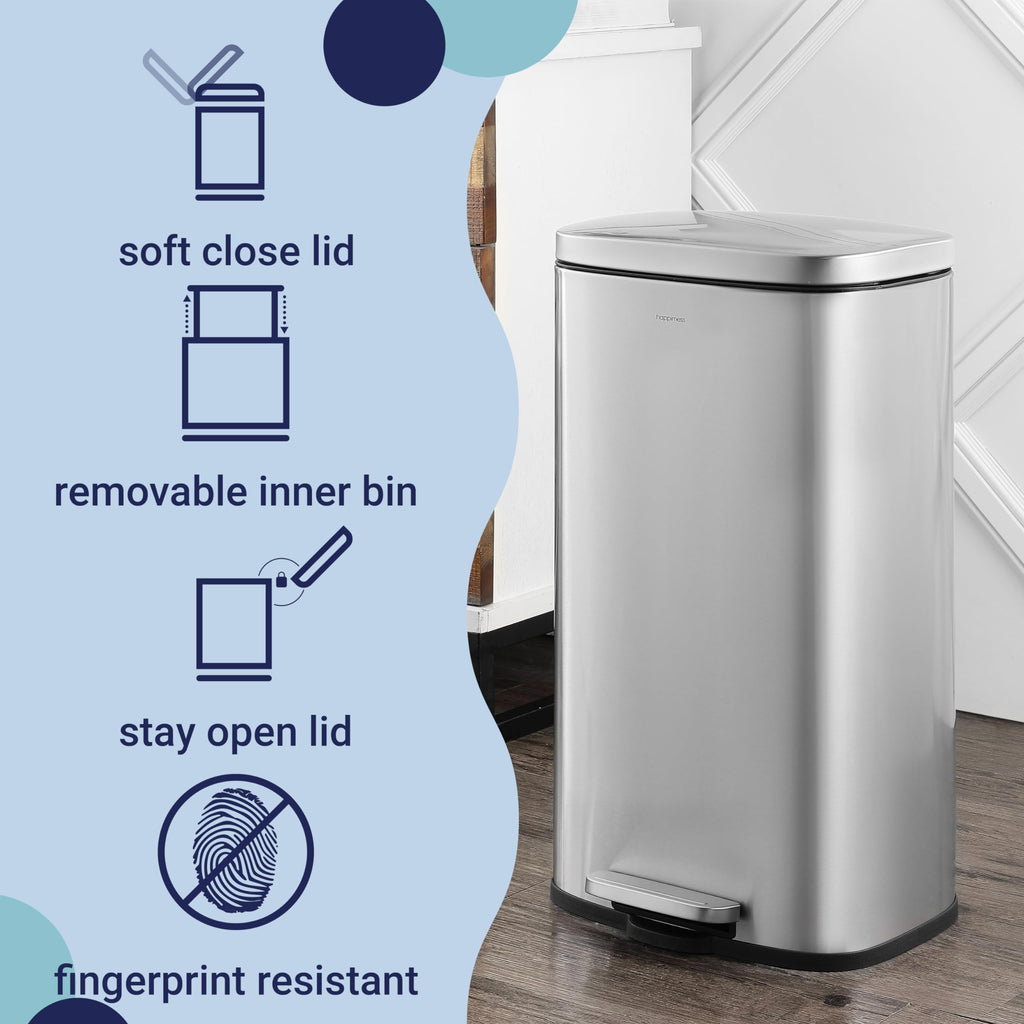 8 Gal Step Trash Can Soft Close 25" Z9536