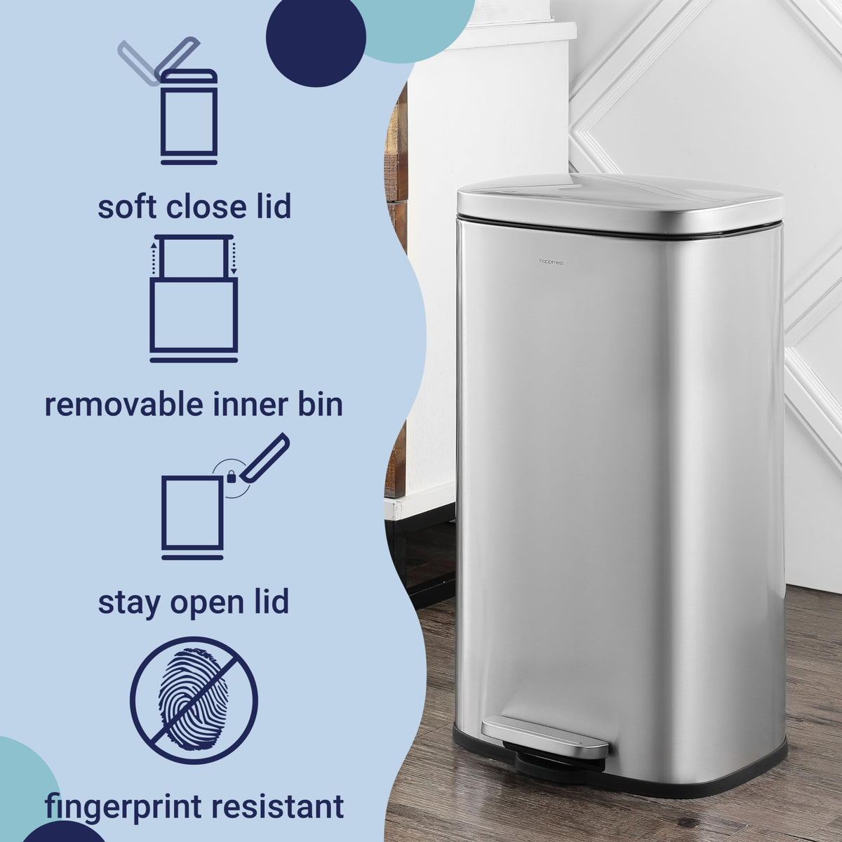 8 Gal Step Trash Can Soft Close 25" Z9536