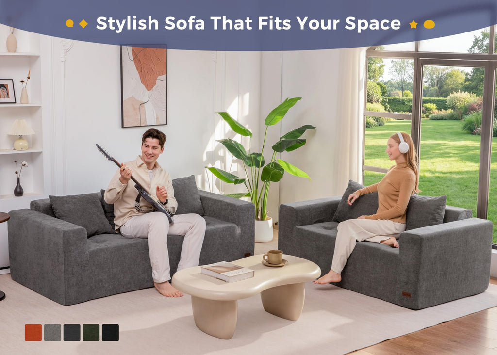 Light Grey Chenille Modular Sofa Couch I8365