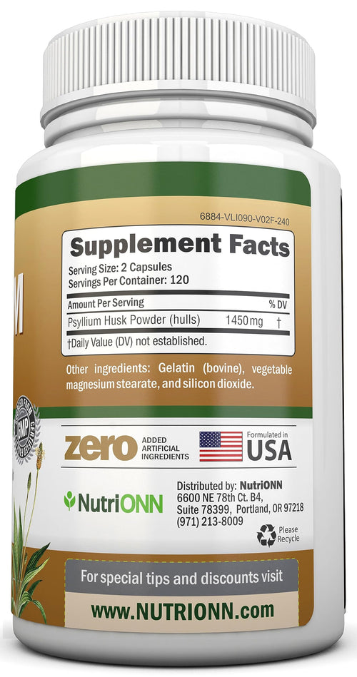 1450mg 240 Capsules Psyllium Husk Fiber Supplement V490
