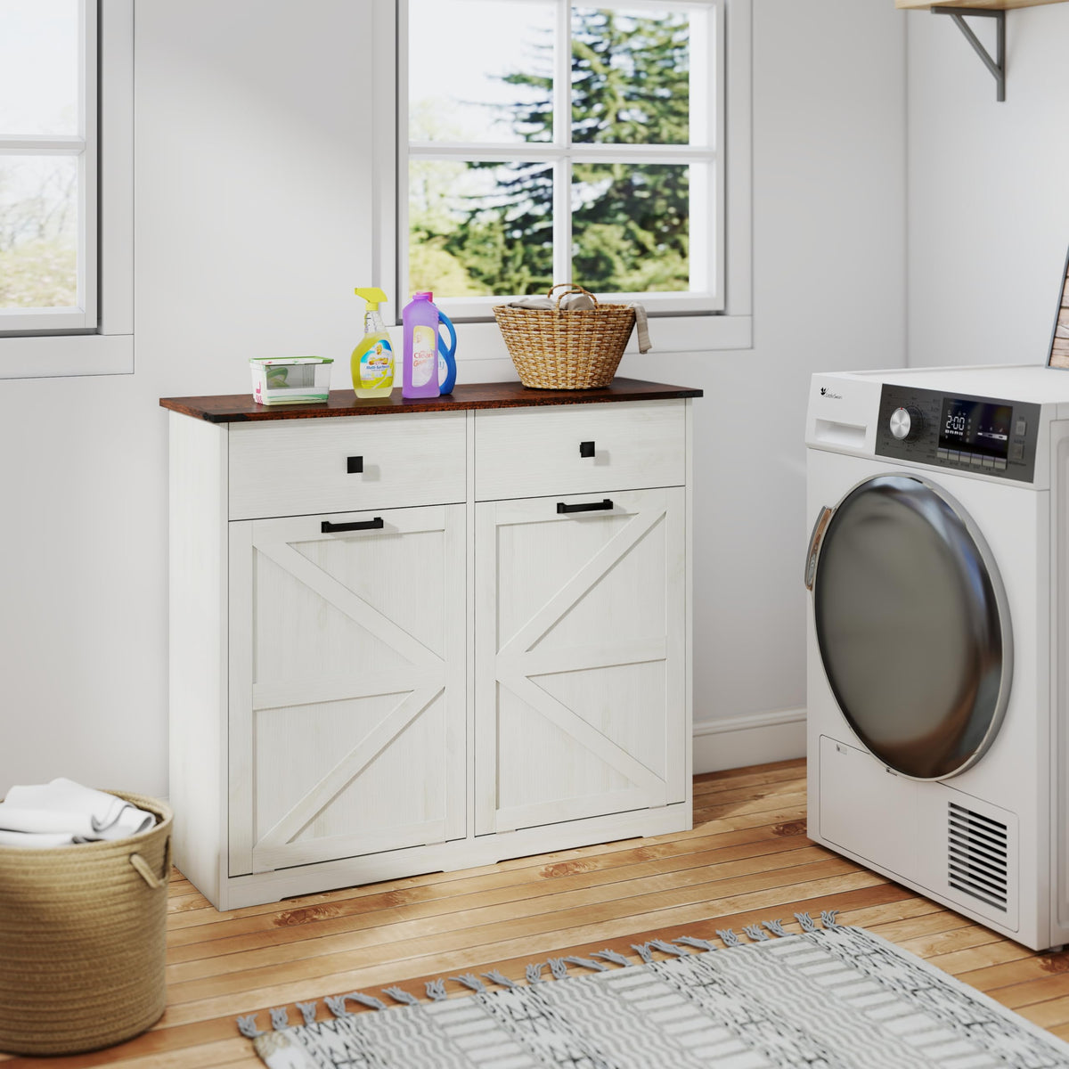 20 Gallon Double Tilt Out Kitchen Trash Can with Hideaway Drawer D699956