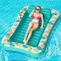 Inflatable Tanning Pool Lounger 75" x 51" Green Y189