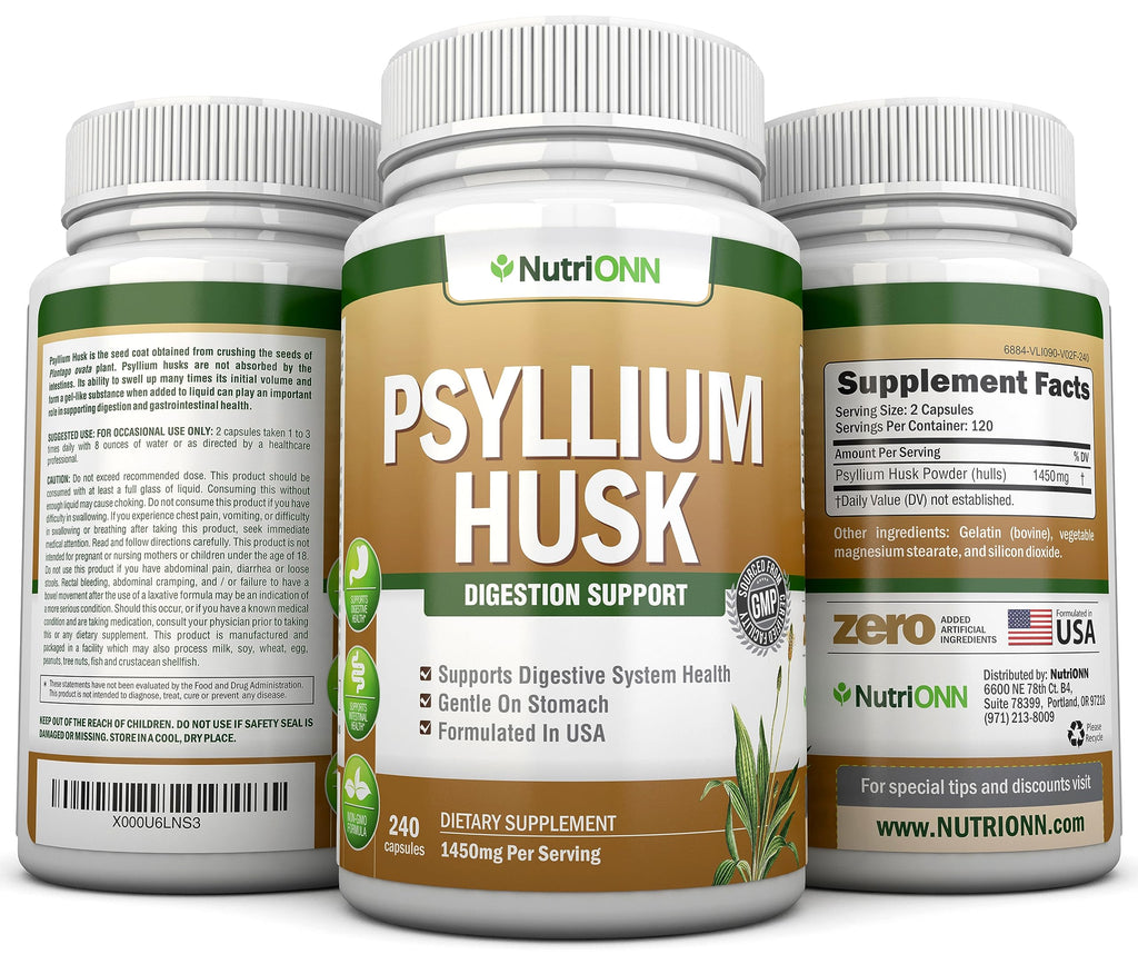 1450mg 240 Capsules Psyllium Husk Fiber Supplement V490