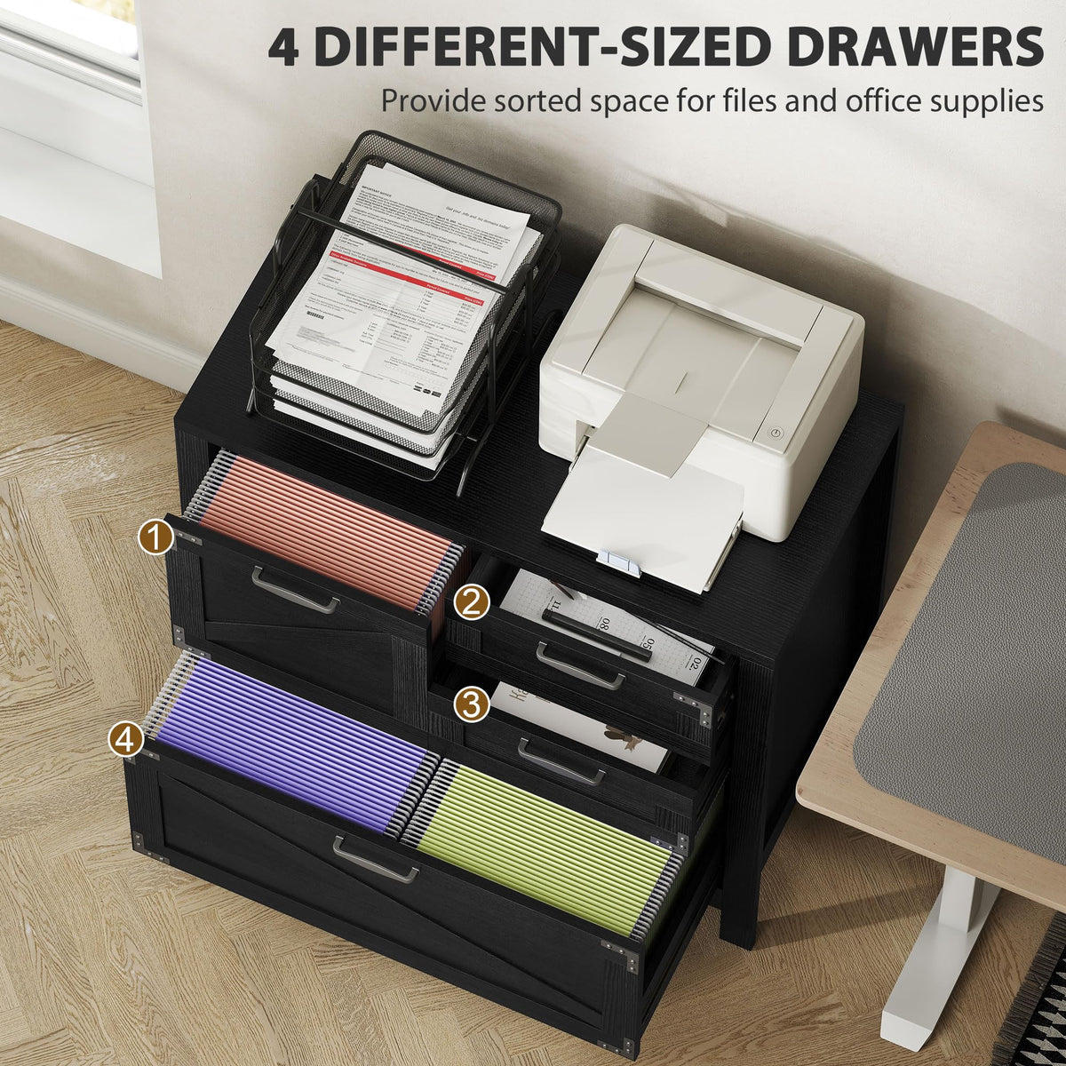 Black 4 Drawer File Cabinet W155361