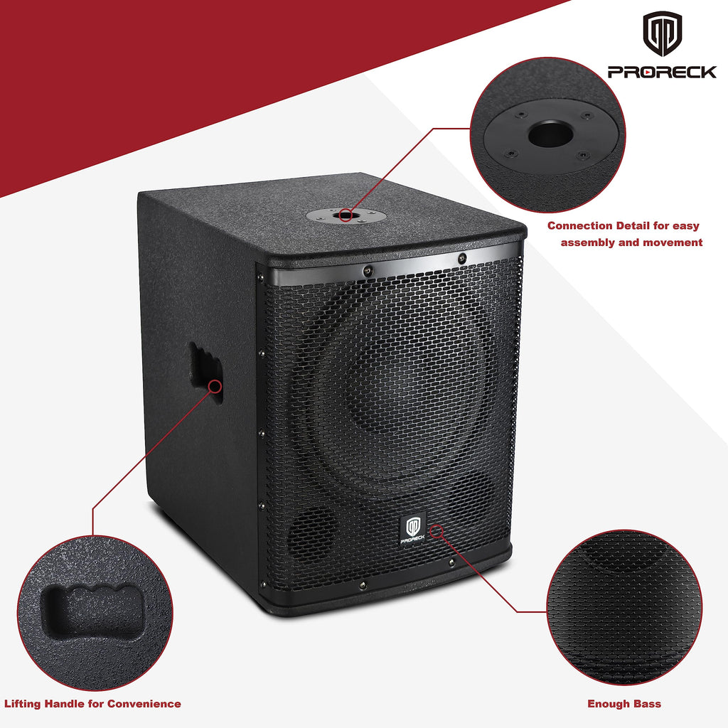 18 inch 3000W Powered PA DJ Subwoofer with Class-D Amplifier, Black R756