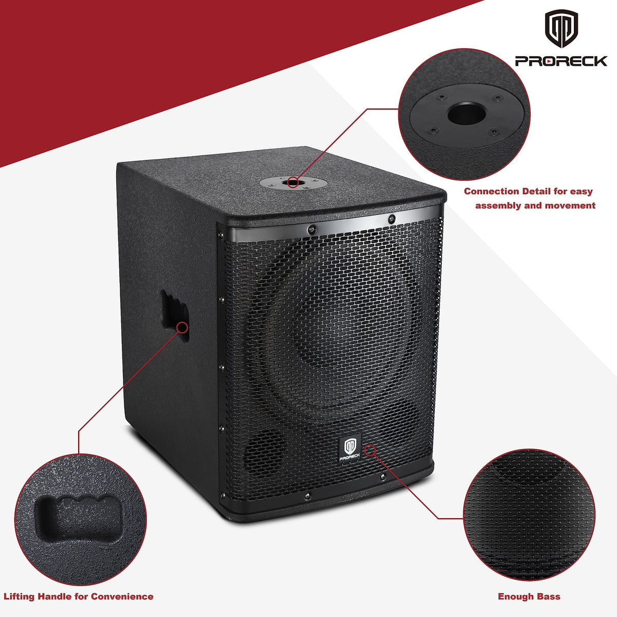 18 inch 3000W Powered PA DJ Subwoofer with Class-D Amplifier, Black R756