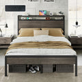 Full Size Metal Bed Frame with Charging Station H355473
