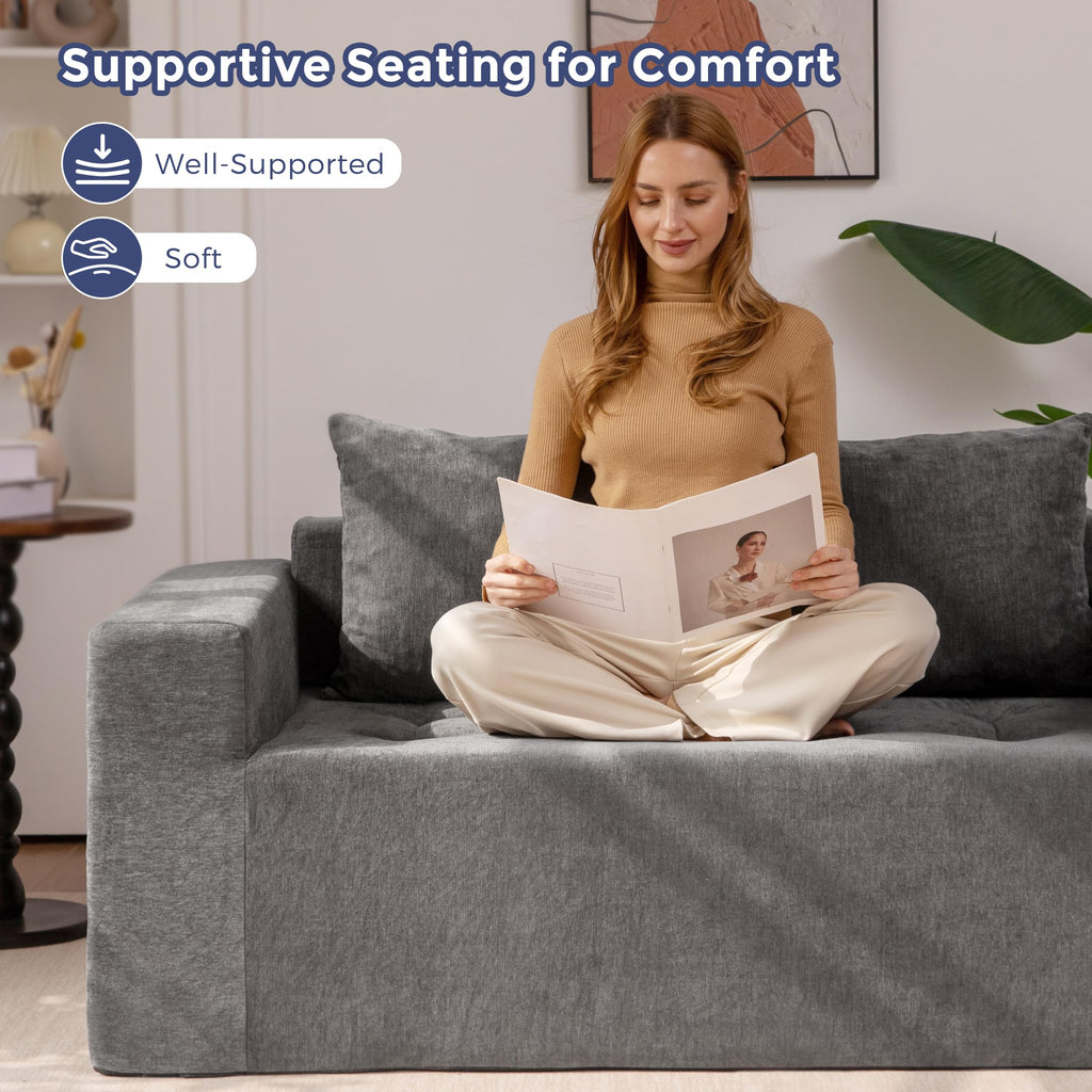 Light Grey Chenille Modular Sofa Couch I8365