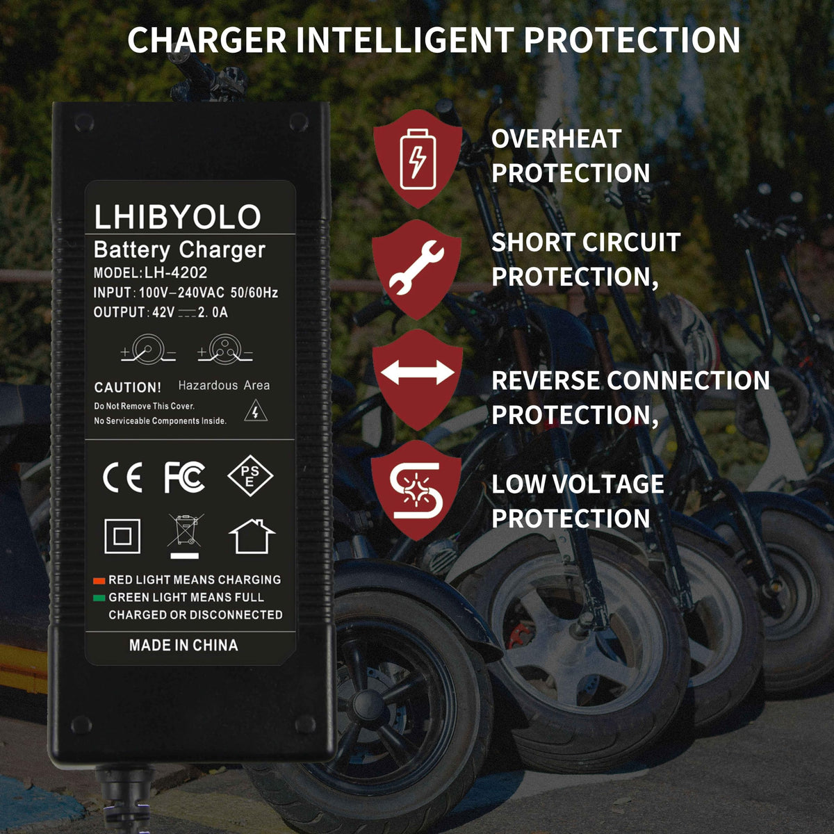 42V 2A Electric Scooter Battery Charger with XLR RCA & DC Plugs X51105